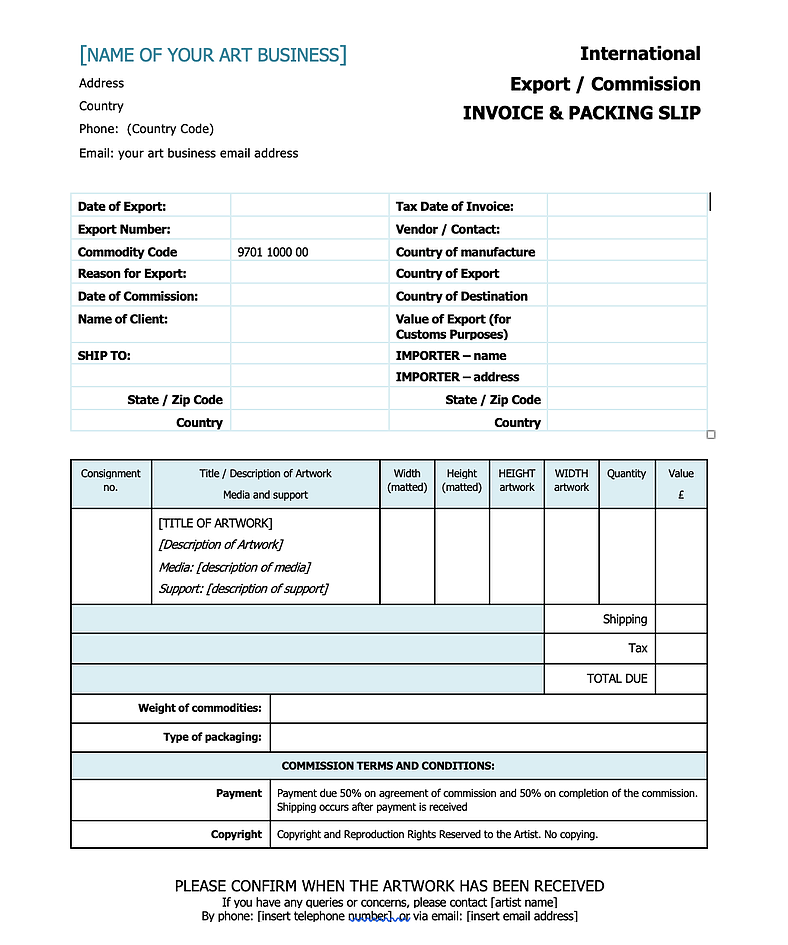 Consignment Invoice Template