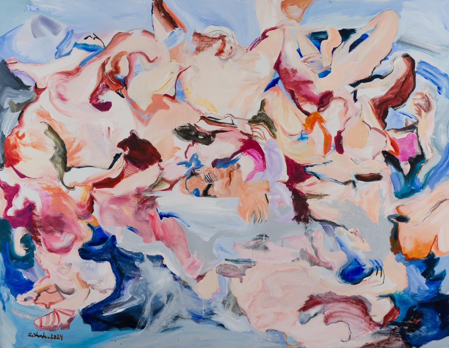Abstract Expressionist Painting in Acrylic and Oil, 21st Century