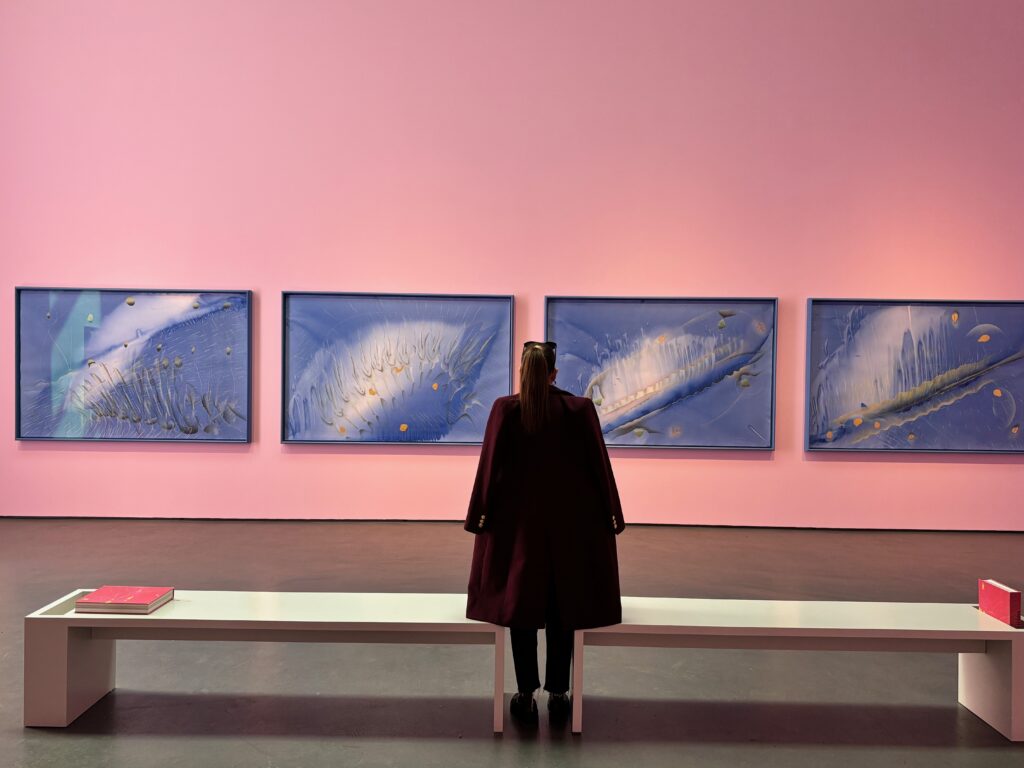first-time collector starting an art collection in a gallery