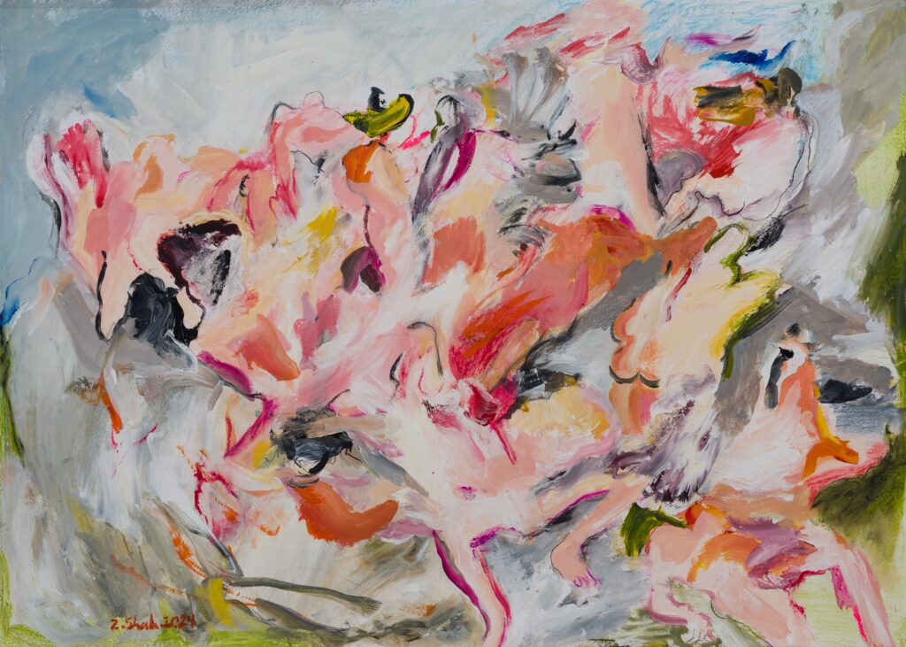 Untitled from the Enchanters of Heaven series Acrylic, chalk pastel and oil pastel on cardboard Zahra Shahcheraghi