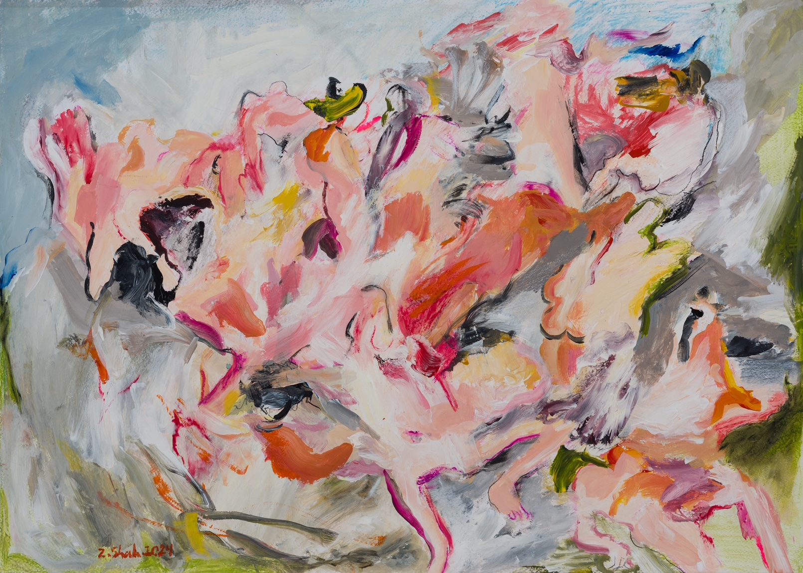 Untitled from the Enchanters of Heaven series Acrylic, chalk pastel and oil pastel on cardboard Zahra Shahcheraghi