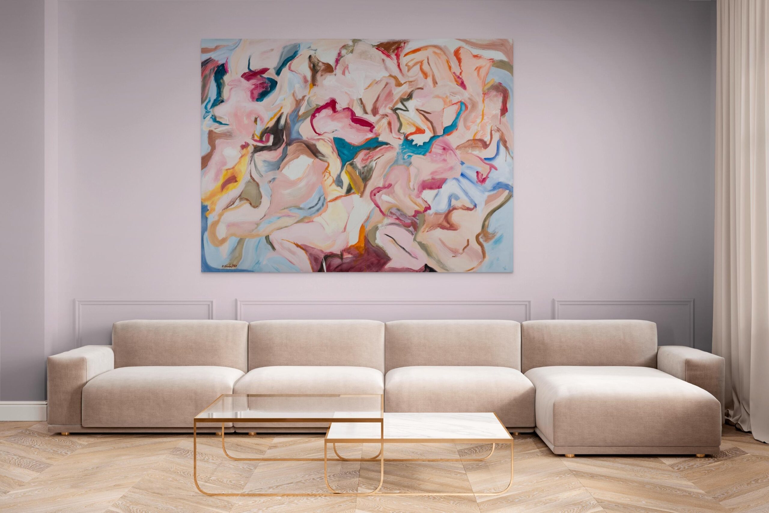 Abstract Expressionist Painting, Acrylic & Oil Pastel, 21st Century - Image 3